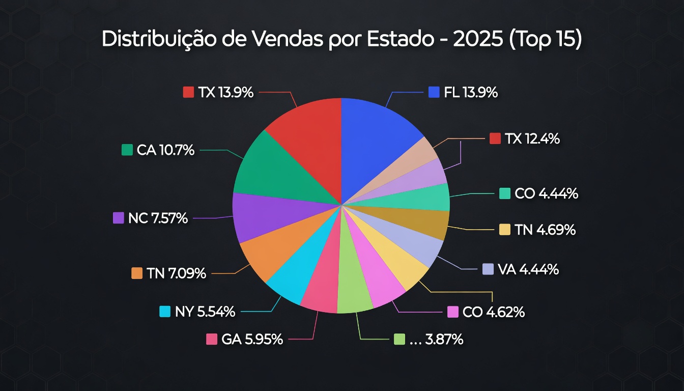Gráfico de pizza — distribuição por estado